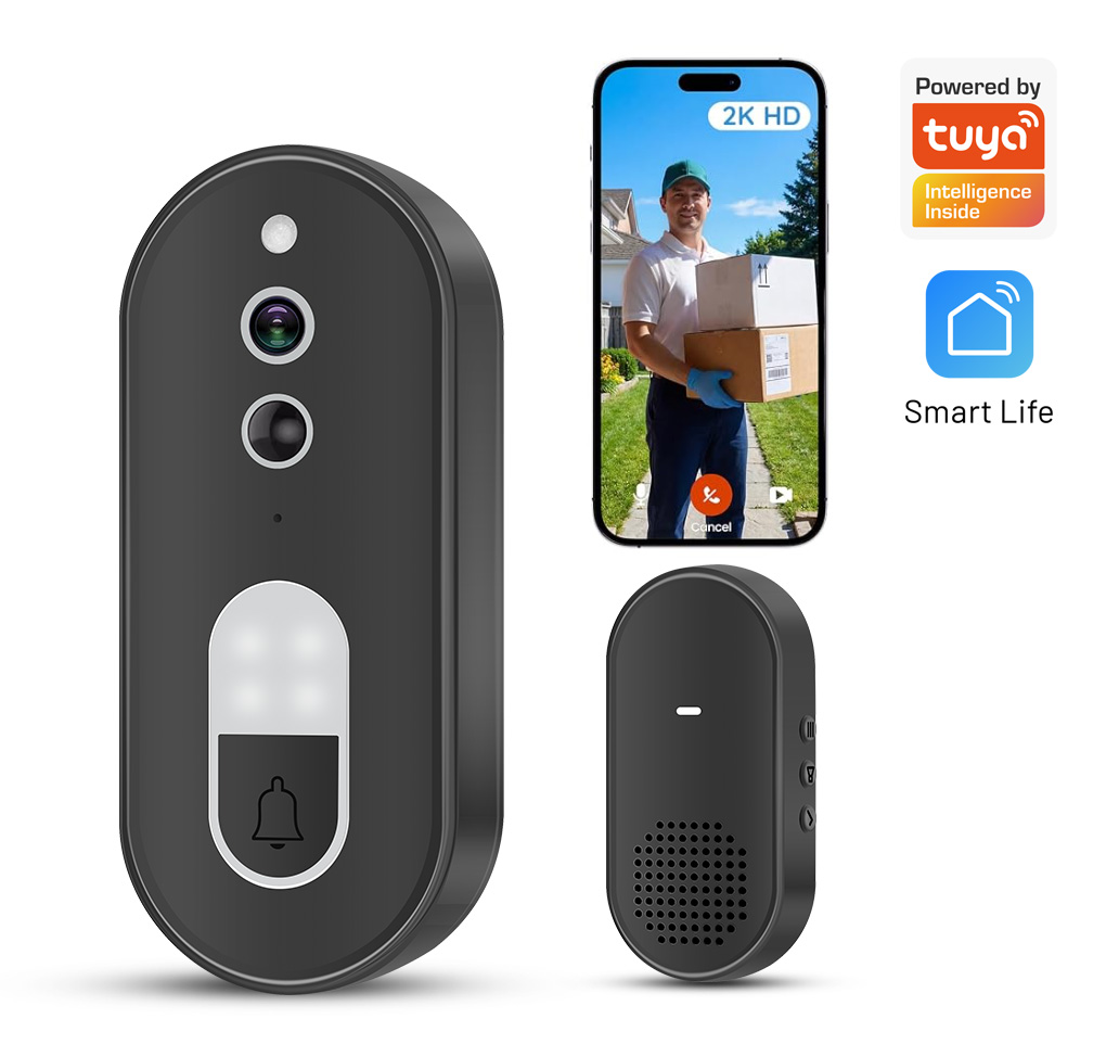 Home Security Ideas - ทูย่า 1080P HD ไร้สายไวไฟวิดีโอกริ่งประตูกล้องรักษาความปลอดภัยบ้านอัจฉริยะเสียงสองทางการมองเห็นตอนกลางคืนการตรวจจับการเคลื่อนไหว IP65 กันน้ำ