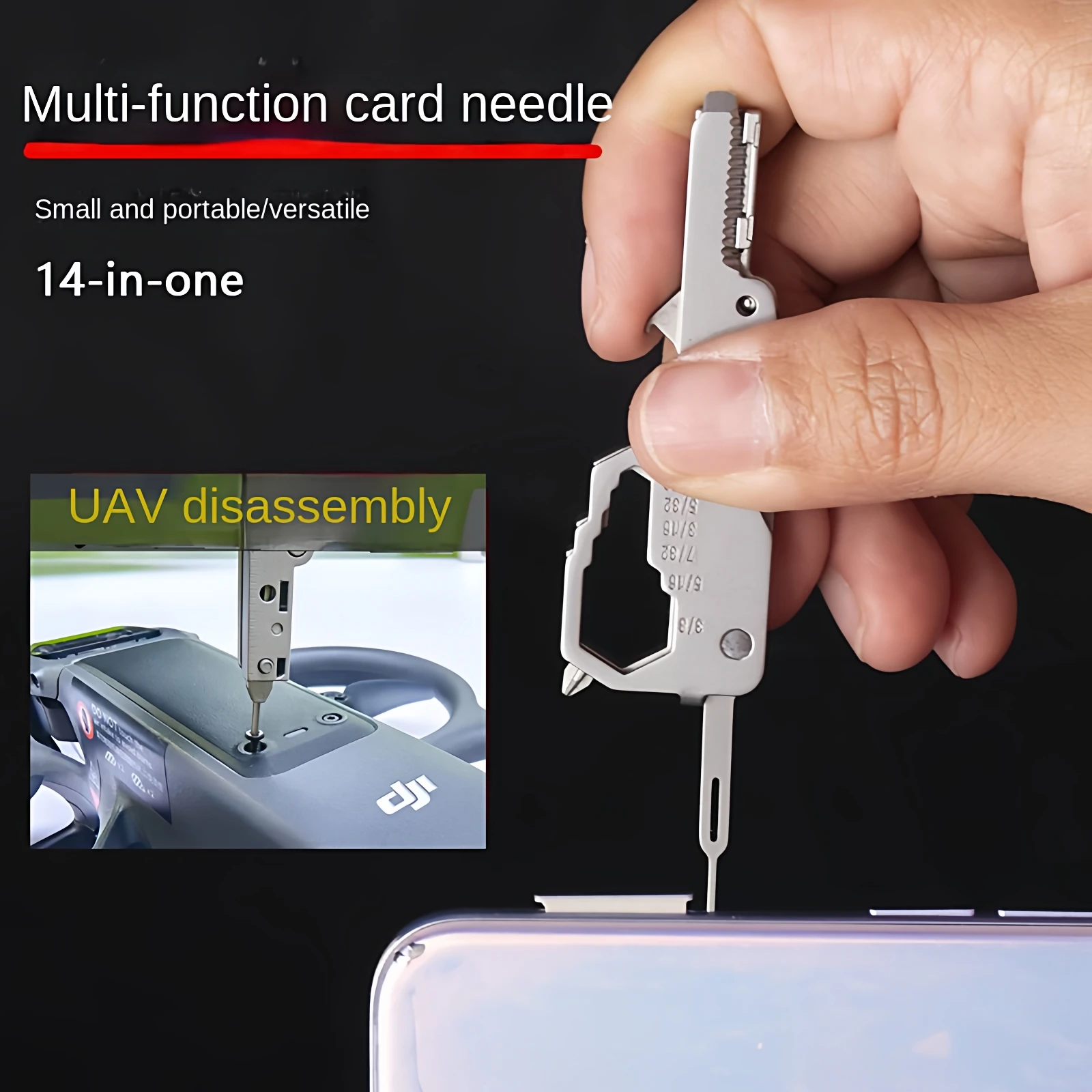 Home Security Drones - เครื่องมืออเนกประสงค์ขนาดเล็กแบบพวงกุญแจ ทำจากสแตนเลส ใช้สำหรับซ่อมฉุกเฉิน ซ่อมโดรน ใช้ได้ทั้งภายนอกและภายในบ้าน