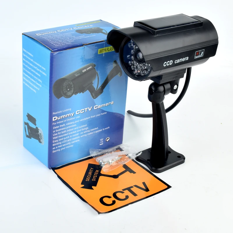 Fake Camera Dummy - กล้องวงจรปิดจำลองพลังงานแสงอาทิตย์, กล้องวงจรปิดปลอมพร้อมไฟ LED สีแดงกระพริบ, กันน้ำระดับ IP