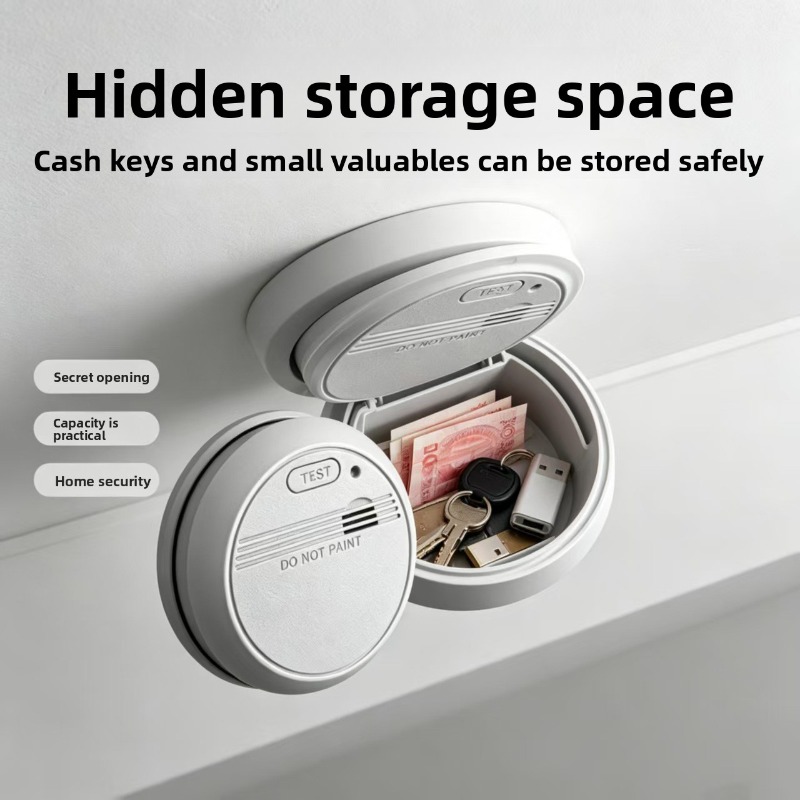 Home Security Ideas - กล่องเก็บของปลอดภัยแบบซ่อนรูปทรงเครื่องตรวจจับควันเสมือนจริง พร้อมช่องลับสำหรับเก็บกุญแจ เงินสด และเครื่องประดับ เพื่อความปลอดภัยในบ้าน