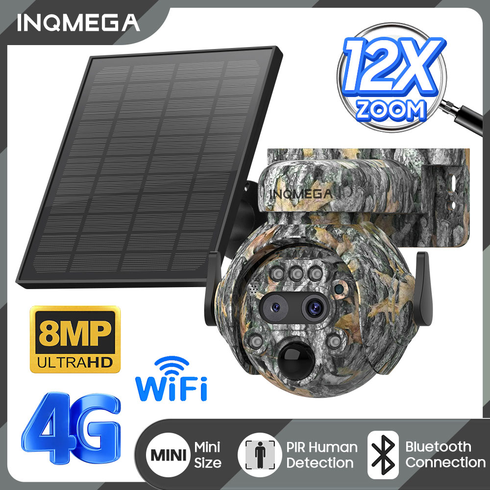 Home Security Panel - INQMEGA 8MPพลังงานแสงอาทิตย์กล้อง 4K 4G/WIFIพลังงานแสงอาทิตย์กล้องพลังงานแสงอาทิตย์แผงความปลอดภัยPIR Human Detection