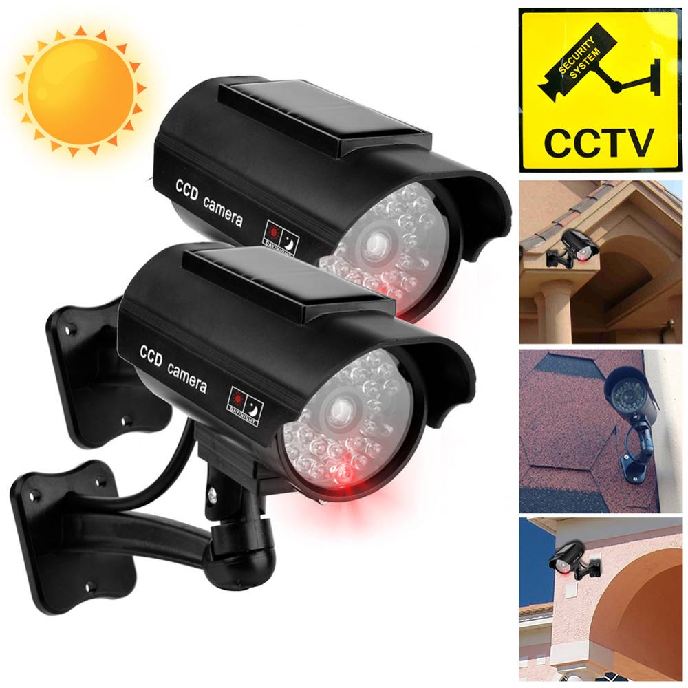 Fake Camera Dummy - กล้องจำลองพลังงานแสงอาทิตย์กลางแจ้งกันน้ำกล้องดัมมี่ที่บ้านปลอดภัย CCTV ตรวจตราการจำลองกล้องปลอมสะท้อนแสง LED