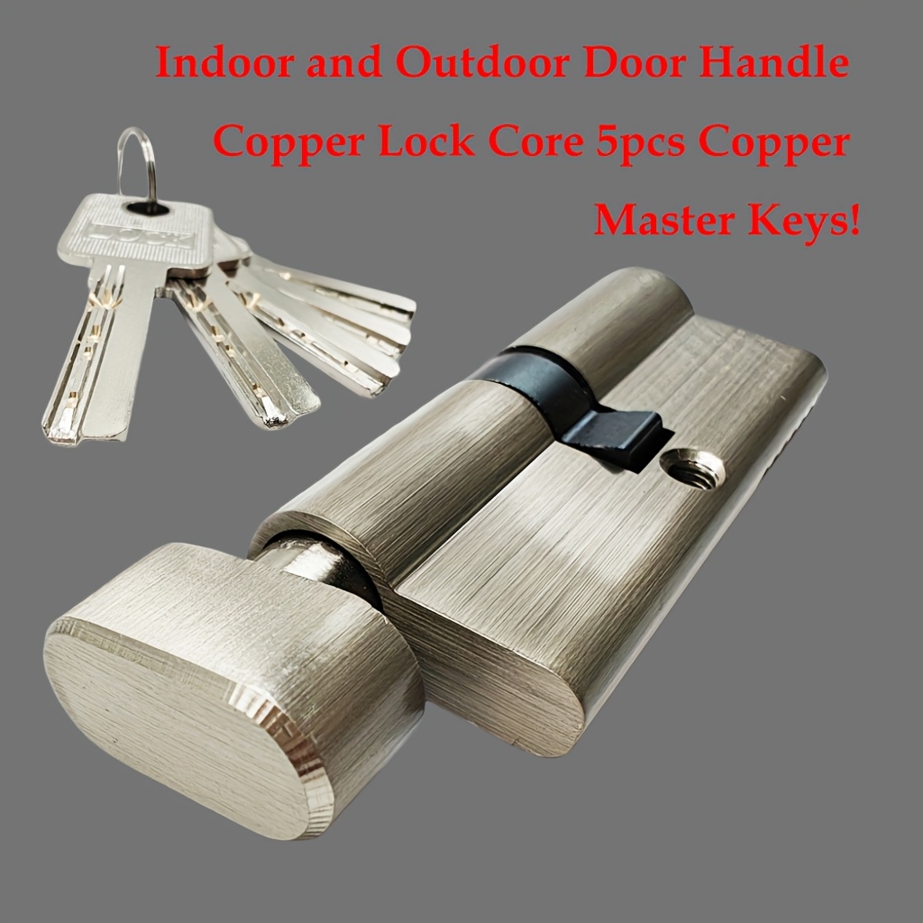 Home Security Doors - 1 ชิ้น ลูกบิดกุญแจทองแดงมาตรฐานยุโรป ป้องกันการโจรกรรม พร้อมกุญแจทองแดงอเนกประสงค์ 5