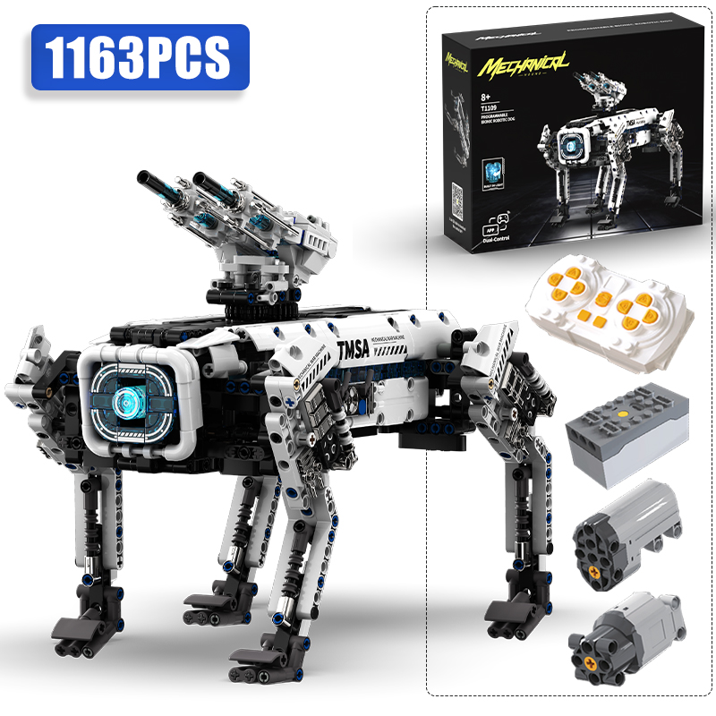 Home Security Robot Dog - ชุดตัวต่อหุ่นยนต์สุนัขต่อสู้แบบ STEM พร้อมมอเตอร์ควบคุมระยะไกล ของเล่นเสริมพัฒนาการสำหรับเด็ก